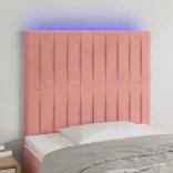 rózsaszín bársony LED-es fejtámla 90x5x118/128 cm