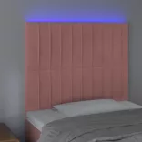 rózsaszín bársony LED-es fejtámla 90x5x118/128 cm