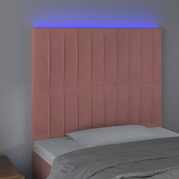 rózsaszín bársony LED-es fejtámla 90x5x118/128 cm