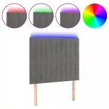 világosszürke bársony LED-es fejtámla 100x5x118/128 cm