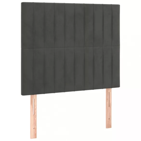 sötétszürke bársony LED-es fejtámla 100x5x118/128 cm