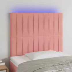rózsaszín bársony LED-es fejtámla 100x5x118/128 cm