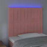 rózsaszín bársony LED-es fejtámla 100x5x118/128 cm