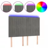 világosszürke bársony LED-es fejtámla 144x5x118/128 cm