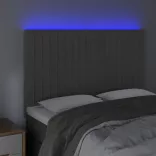 sötétszürke bársony LED-es fejtámla 144x5x118/128 cm