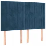 sötétkék bársony LED-es fejtámla 144x5x118/128 cm