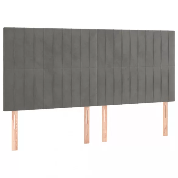 világosszürke bársony LED-es fejtámla 160x5x118/128 cm