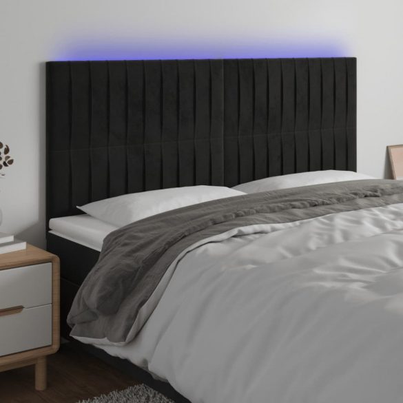 fekete bársony LED-es fejtámla 160x5x118/128 cm