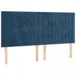 sötétkék bársony LED-es fejtámla 160x5x118/128 cm