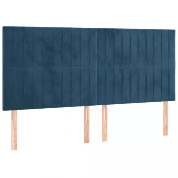 sötétkék bársony LED-es fejtámla 160x5x118/128 cm