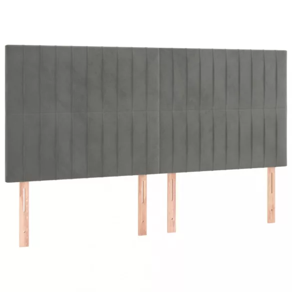 világosszürke bársony LED-es fejtámla 180x5x118/128 cm
