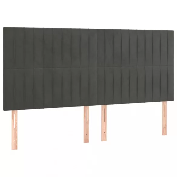 sötétszürke bársony LED-es fejtámla 180x5x118/128 cm