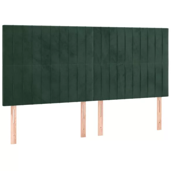 sötétzöld bársony LED-es fejtámla 180x5x118/128 cm