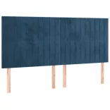 sötétkék bársony LED-es fejtámla 180x5x118/128 cm