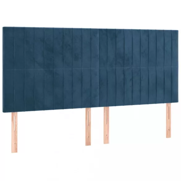 sötétkék bársony LED-es fejtámla 180x5x118/128 cm