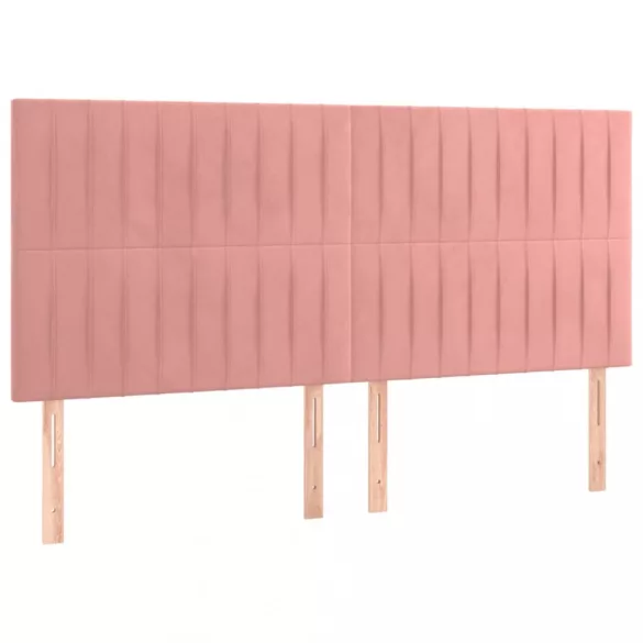 rózsaszín bársony LED-es fejtámla 180x5x118/128 cm