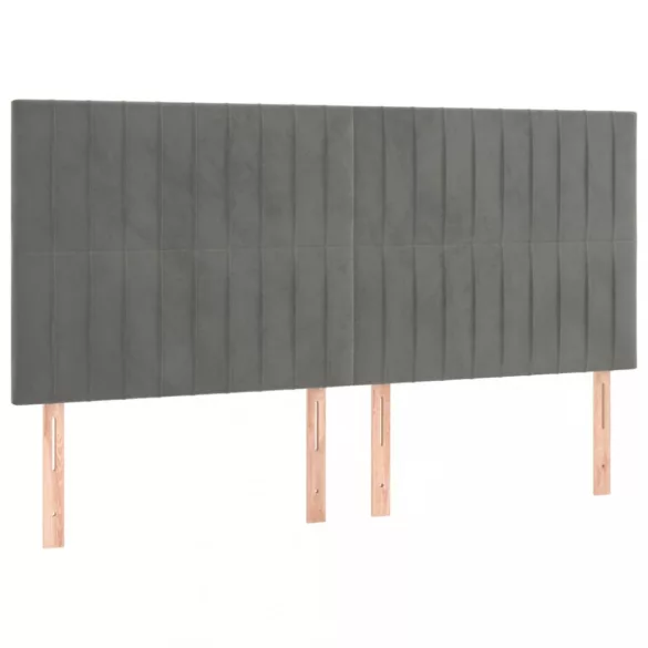 világosszürke bársony LED-es fejtámla 200x5x118/128 cm