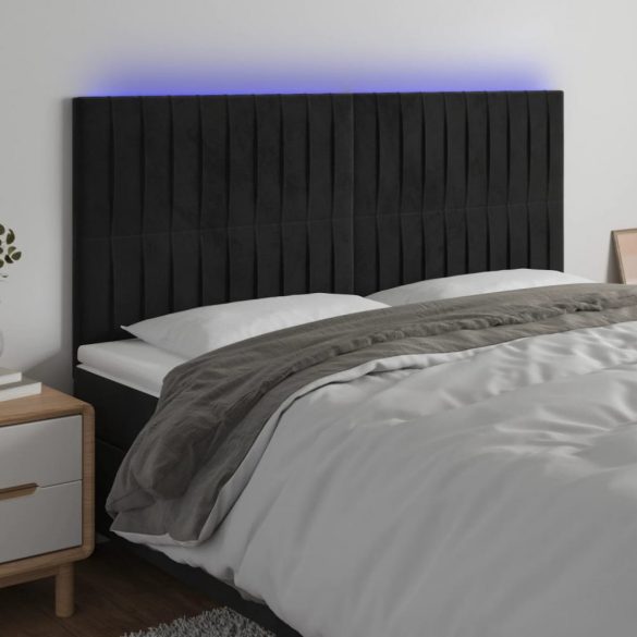 fekete bársony LED-es fejtámla 200x5x118/128 cm