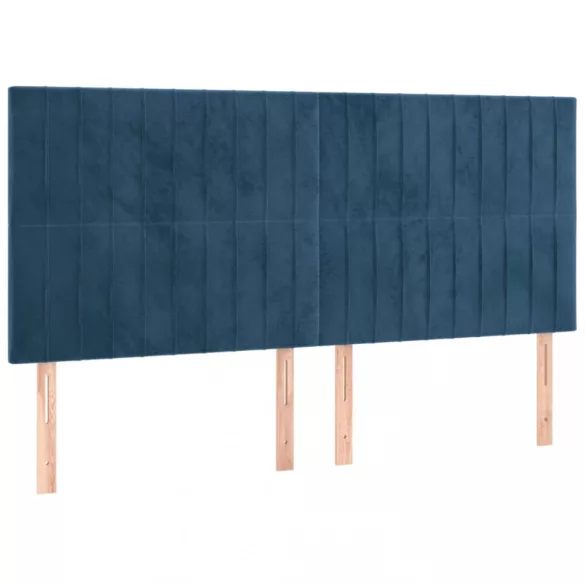 sötétkék bársony LED-es fejtámla 200x5x118/128 cm