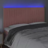 rózsaszín bársony LED-es fejtámla 200x5x118/128 cm
