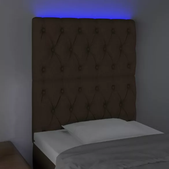sötétbarna szövet LED-es fejtámla 80x7x118/128 cm