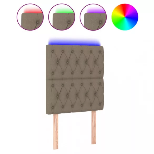 tópszínű szövet LED-es fejtámla 80x7x118/128 cm