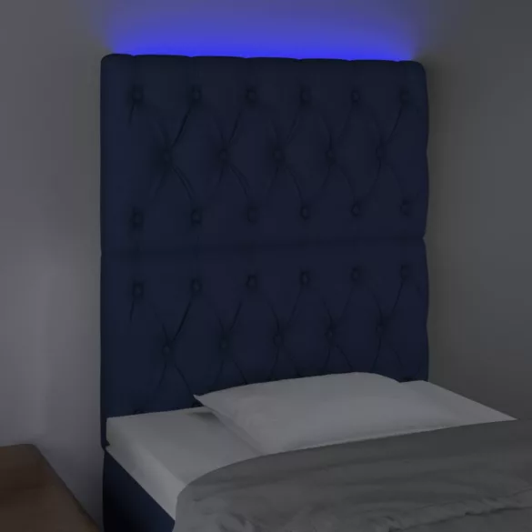 kék szövet LED-es fejtámla 80x7x118/128 cm