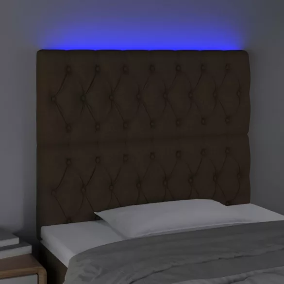 sötétbarna szövet LED-es fejtámla 90x7x118/128 cm