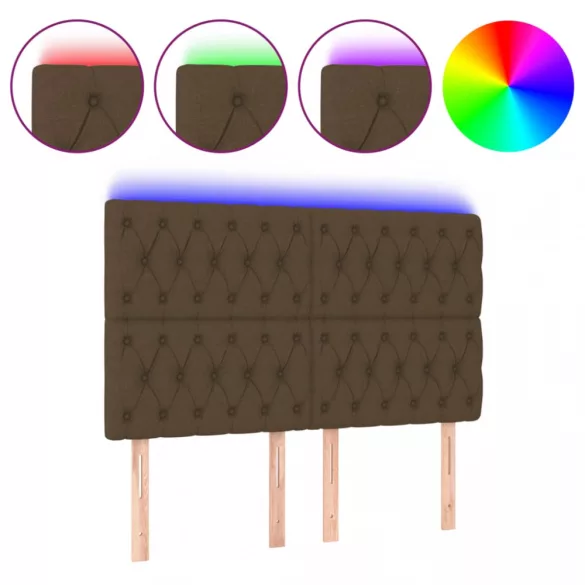 sötétbarna szövet LED-es fejtámla 144x7x118/128 cm