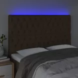 sötétbarna szövet LED-es fejtámla 144x7x118/128 cm