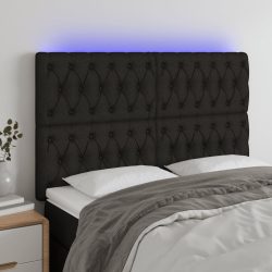 fekete szövet LED-es fejtámla 160x7x118/128 cm