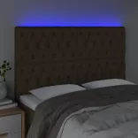 sötétbarna szövet LED-es fejtámla 160x7x118/128 cm