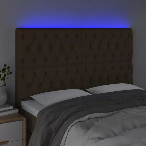 sötétbarna szövet LED-es fejtámla 160x7x118/128 cm