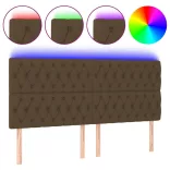 sötétbarna szövet LED-es fejtámla 180x7x118/128 cm