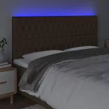 sötétbarna szövet LED-es fejtámla 180x7x118/128 cm