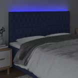 kék szövet LED-es fejtámla 180x7x118/128 cm