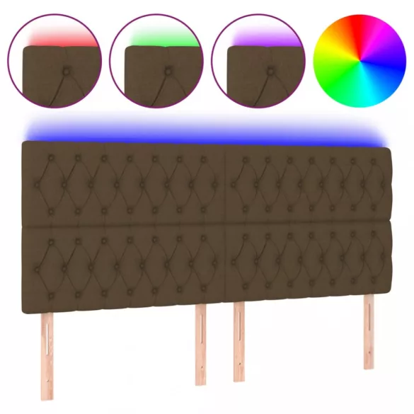 sötétbarna szövet LED-es fejtámla 200x7x118/128 cm