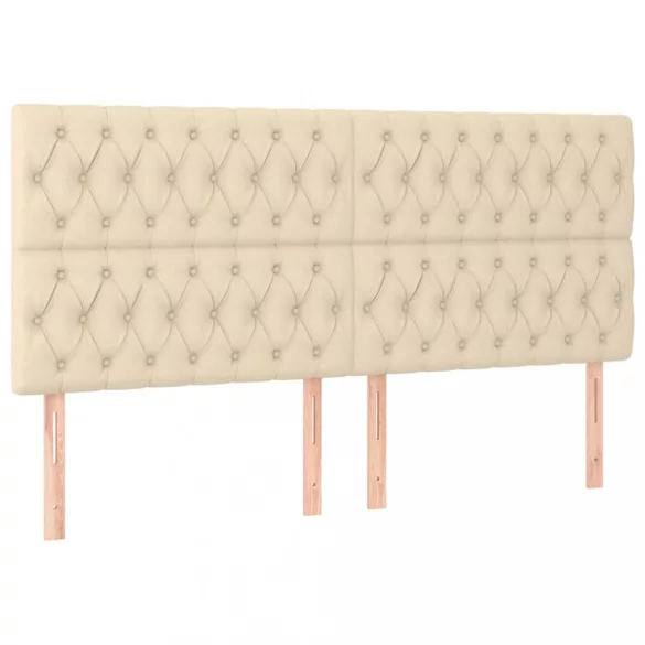 krémszínű szövet LED-es fejtámla 200x7x118/128 cm