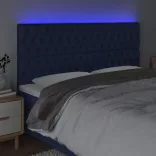 kék szövet LED-es fejtámla 200x7x118/128 cm