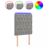 világosszürke bársony LED-es fejtámla 80x7x118/128 cm