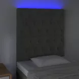 sötétszürke bársony LED-es fejtámla 80x7x118/128 cm