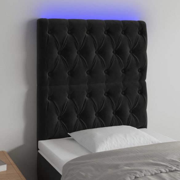 fekete bársony LED-es fejtámla 80x7x118/128 cm