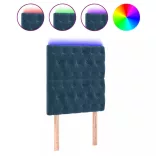 sötétkék bársony LED-es fejtámla 80x7x118/128 cm