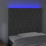 sötétszürke bársony LED-es fejtámla 90x7x118/128 cm