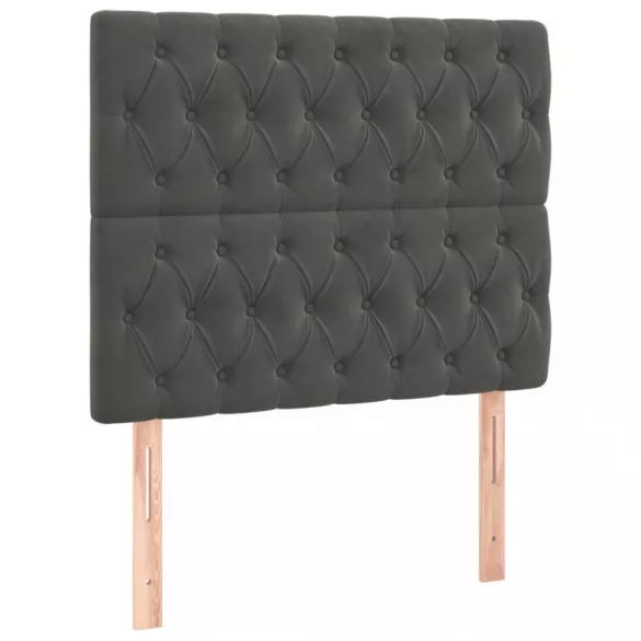 sötétszürke bársony LED-es fejtámla 90x7x118/128 cm