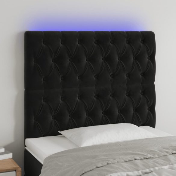 fekete bársony LED-es fejtámla 90x7x118/128 cm