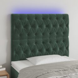 sötétzöld bársony LED-es fejtámla 90x7x118/128 cm