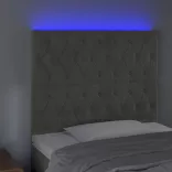 világosszürke bársony LED-es fejtámla 100x7x118/128 cm