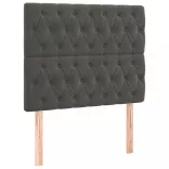 sötétszürke bársony LED-es fejtámla 100x7x118/128 cm