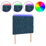 sötétkék bársony LED-es fejtámla 100x7x118/128 cm